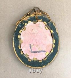 Old painted miniature Louis Philippe era 19th century portrait painting frame