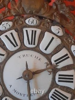 Old pendulum movement of a Comtoise clock with rooster from the 18th century dated 1788