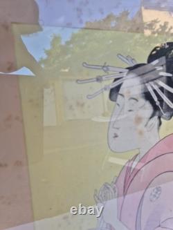 Original Framed Japanese Print Under Glass 19th Century 43cm x 35cm