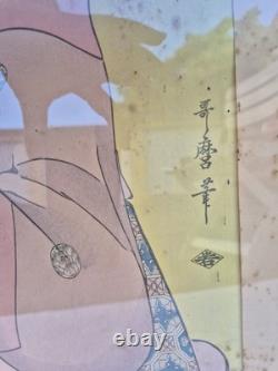 Original Framed Japanese Print Under Glass 19th Century 43cm x 35cm