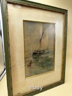 Original French Marine Watercolor from the 19th Century