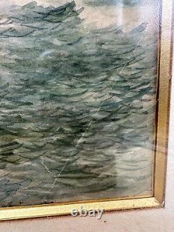 Original French Marine Watercolor from the 19th Century