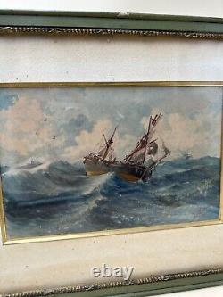 Original Watercolor of the Sea from the 19th Century signed E. MULNIER