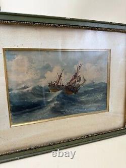 Original Watercolor of the Sea from the 19th Century signed E. MULNIER