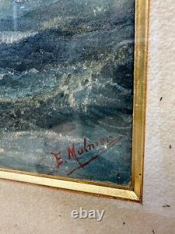 Original Watercolor of the Sea from the 19th Century signed E. MULNIER