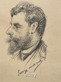 Original drawing portrait of a man from the Belle Époque by Georges Montorgueil Rodolphe Salis