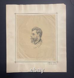 Original drawing portrait of a man from the Belle Époque by Georges Montorgueil Rodolphe Salis