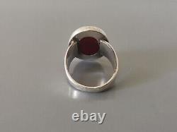 Ottoman Seal Ring, Cornaline And Silver, Epoch End Xixth/early Xxth