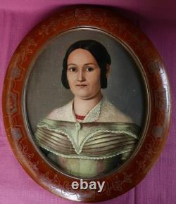 Oval Portrait of a Woman, Louis Philippe Era, Oil on Panel, 19th Century
