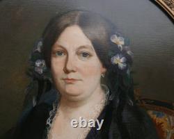 Oval Portrait of a Woman Second Empire Period Oil on Canvas from the 19th Century