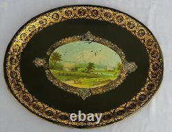 Oval Tray In Peinte Tray Pastoral Scene Epoque Napoleon III XIX