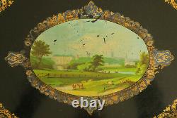 Oval Tray In Peinte Tray Pastoral Scene Epoque Napoleon III XIX