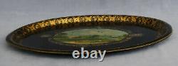 Oval Tray In Peinte Tray Pastoral Scene Epoque Napoleon III XIX