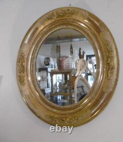 Oval Wooden Mirror Dore Napoleon III Decor De Roses Sculptees Epoque Xixeme