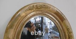 Oval Wooden Mirror Dore Napoleon III Decor De Roses Sculptees Epoque Xixeme