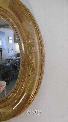 Oval Wooden Mirror Dore Napoleon III Decor De Roses Sculptees Epoque Xixeme