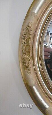 Oval Wooden Mirror Dore Napoleon III Decor De Roses Sculptees Epoque Xixeme