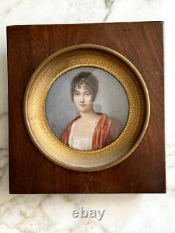 PAINTING PORTRAIT YOUNG WOMAN MEDALLION 19TH CENTURY FRENCH SCHOOL