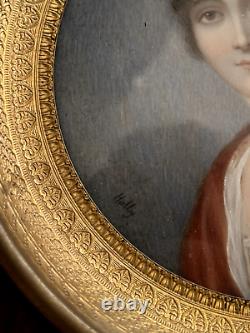 PAINTING PORTRAIT YOUNG WOMAN MEDALLION 19TH CENTURY FRENCH SCHOOL