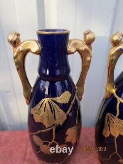 PAIR OF VASES FROM THE LATE 19th CENTURY IN FAIENCE STE RADEGONDE by G. ASCH