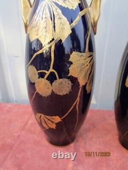 PAIR OF VASES FROM THE LATE 19th CENTURY IN FAIENCE STE RADEGONDE by G. ASCH