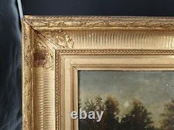 Painting Ancient, Landscape, Golden Frame, Era XIX Th S