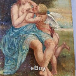Painting On Wood, Woman And Cherub, Time XIX