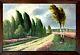 Painting View On A Path Lined With Trees, Oil On Canvas Signed, Era Xixth