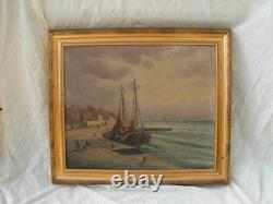Painting, oil on canvas, seascape, signed, late 19th or early 20th century