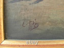 Painting, oil on canvas, seascape, signed, late 19th or early 20th century