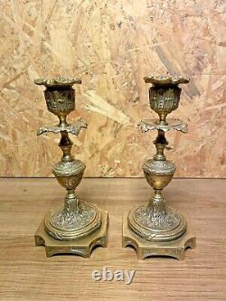 Pair Bronze Style Flames Louis XVI Epoque Napoleon Iii, Xixeme