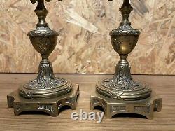 Pair Bronze Style Flames Louis XVI Epoque Napoleon Iii, Xixeme