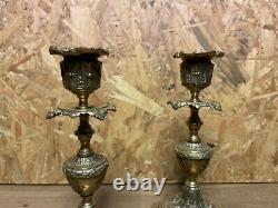 Pair Bronze Style Flames Louis XVI Epoque Napoleon Iii, Xixeme