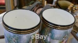 Pair Cache Pots Porcelain Hand-painted, XIX Time