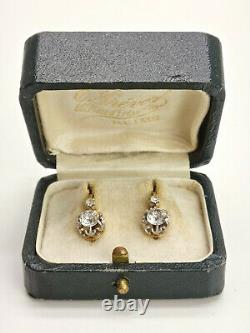 Pair Of 18k Gold Dormers And Platinum Decorated With 19th Century Rhine Stones