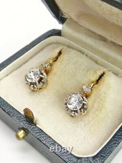 Pair Of 18k Gold Dormers And Platinum Decorated With 19th Century Rhine Stones