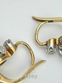 Pair Of 18k Gold Dormers And Platinum Decorated With 19th Century Rhine Stones