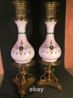 Pair Of 19th Century Porcelain Oil Lamps