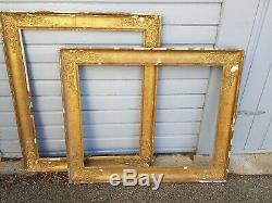 Pair Of Antique Frame Empire Period Gilded Wood, XIX Th