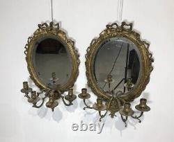 Pair Of Appliqués Louis XVI Bronze Mirror Antique Era Xixth Century