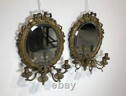 Pair Of Appliqués Louis XVI Bronze Mirror Antique Era Xixth Century