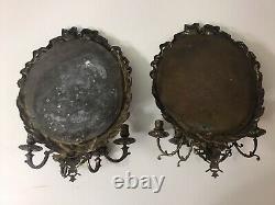 Pair Of Appliqués Louis XVI Bronze Mirror Antique Era Xixth Century