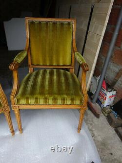 Pair Of Armchair In Velvet Style Louis XVI Wood Leakier Era 19th Century