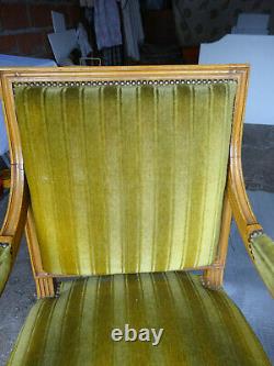 Pair Of Armchair In Velvet Style Louis XVI Wood Leakier Era 19th Century