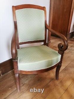 Pair Of Armchairs In Crosse In Mahogany. Xixth Century. Epocalypse Restoration