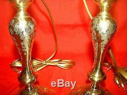 Pair Of Bedside Lamps Made With Candlesticks Solid Brass Nineteenth Time