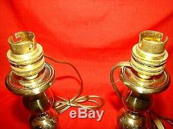 Pair Of Bedside Lamps Made With Candlesticks Solid Brass Nineteenth Time