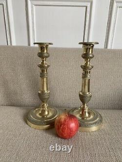 Pair Of Bougeoirs In Bronze Epoque Empire / Restoration Early XIX Eme