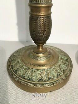 Pair Of Bronze Candle Holders Era Restoration Xixth Century