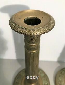 Pair Of Bronze Candle Holders Era Restoration Xixth Century